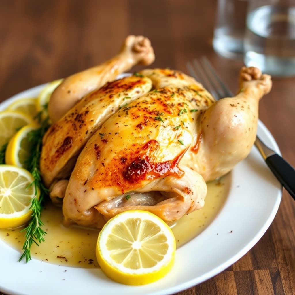 Sitron- og hvitløksstekt kylling