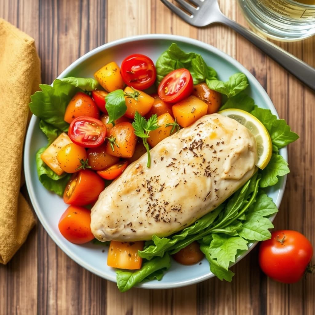 Sitron- og timiankylling med arvestykke-tomatsalat