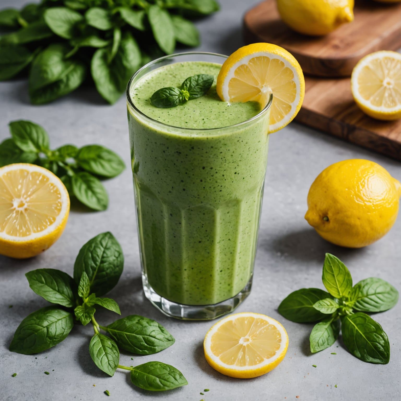 Sitron-, spinat- og myntesmoothie