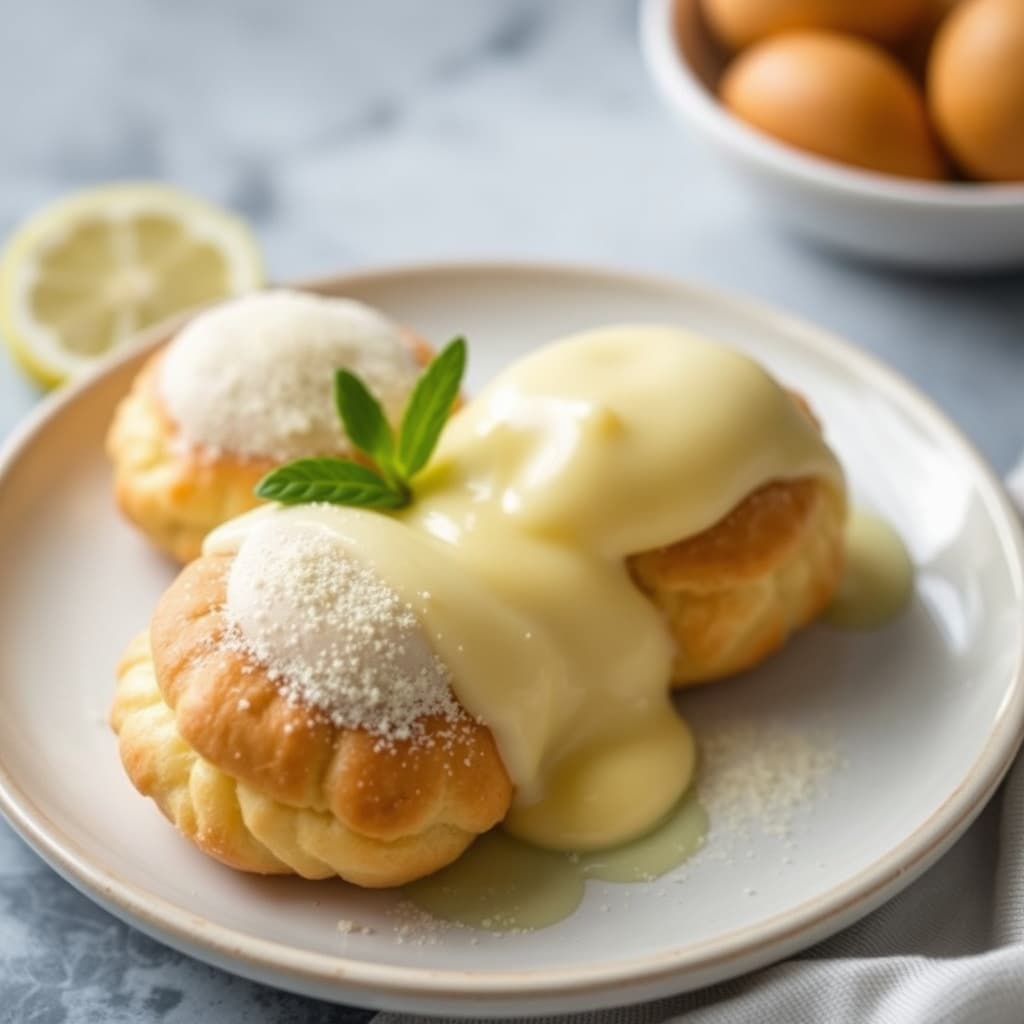 Sitronkrem med profiteroles