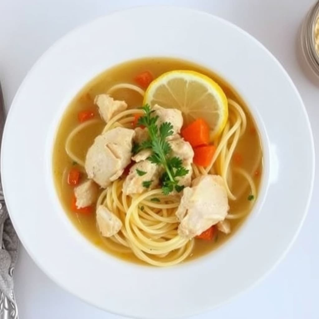 Sitronkyllingsuppe med spaghetti