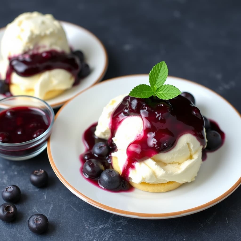 Sitronmakronis med blåbærkompott