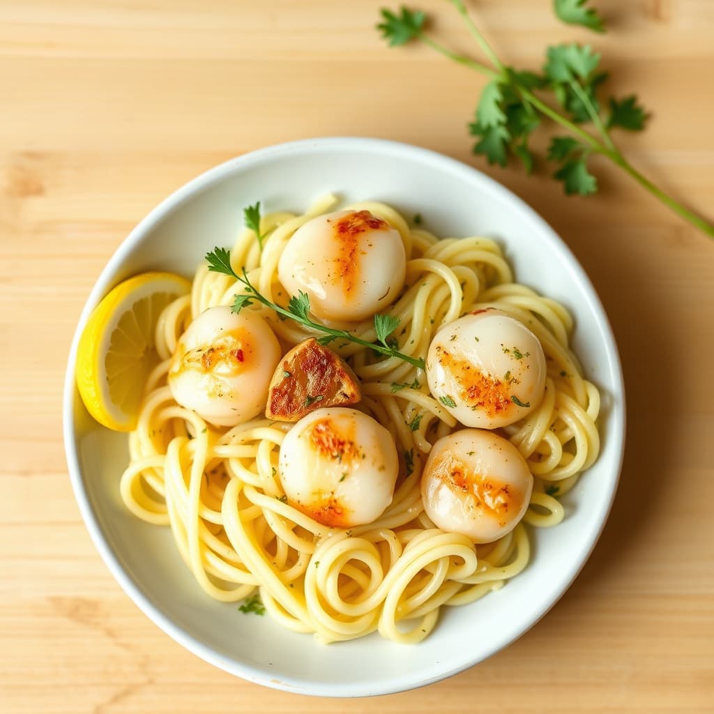 Sitronorzo med kamskjell