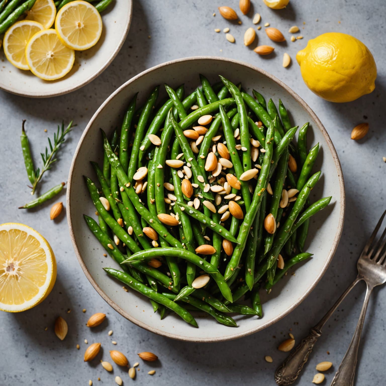Sitronristede grønne bønner med Marcona-mandler