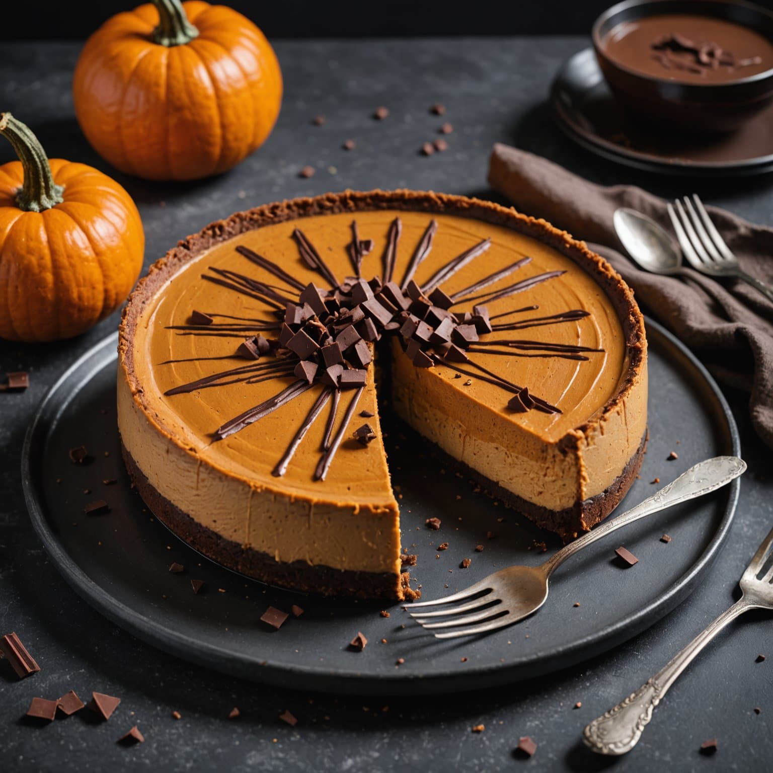 Sjokolade-gresskarcheesecake