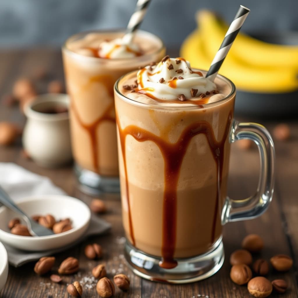 Sjokolade-karamell-hasselnøtt iskald kaffe