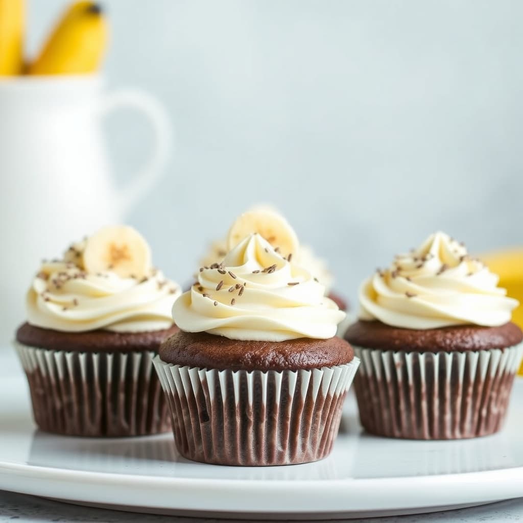 Sjokolade- og banankaker i muffinsform