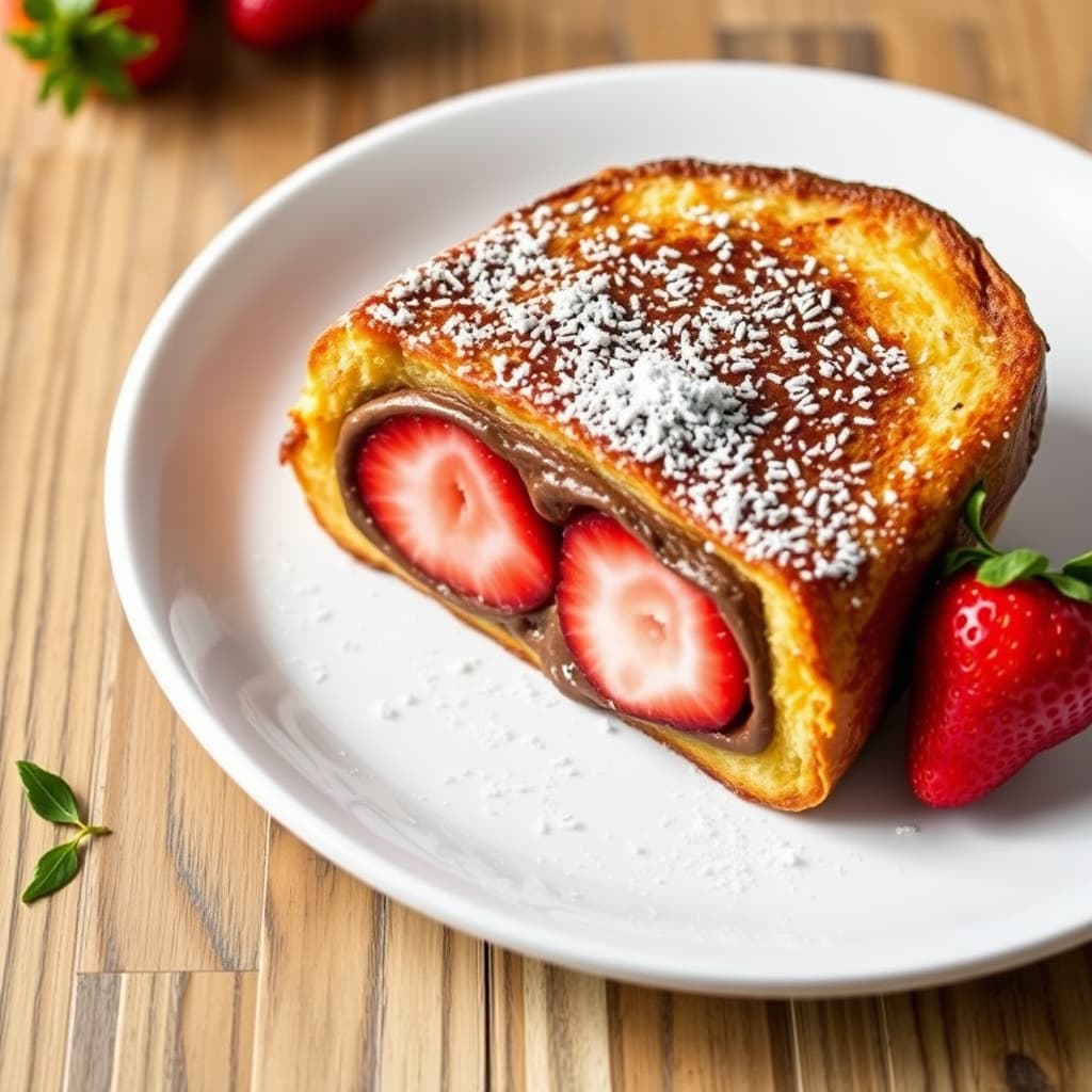 Sjokolade- og jordbærfylte franske toast