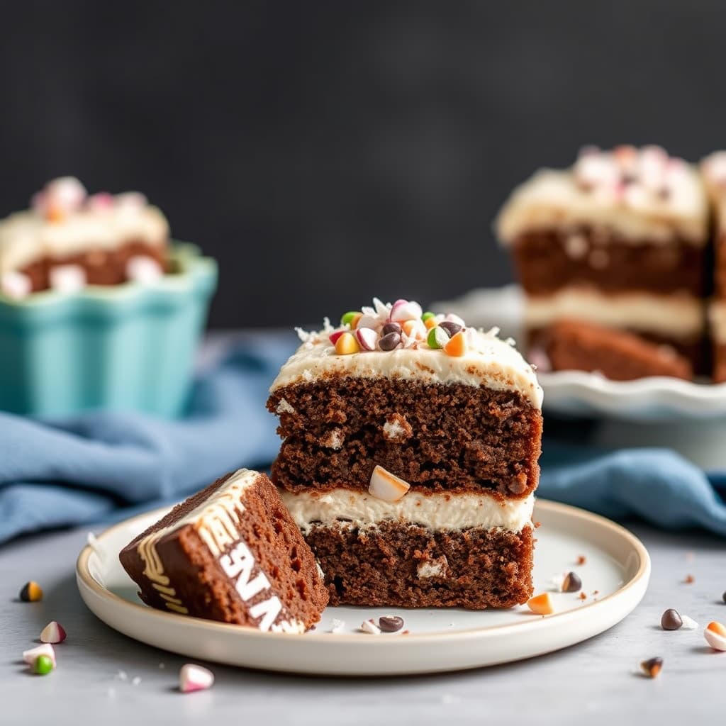 Sjokolade- og kokosfudge-kake