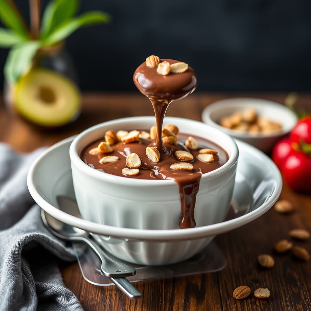 Sjokolade- og mandelpuddingfondue