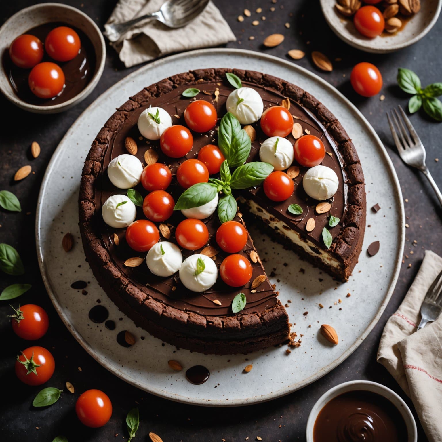 Sjokolade- og mandeltorte (Torta Caprese)