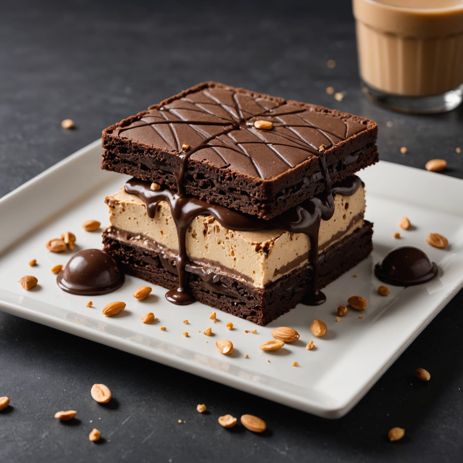 Sjokolade- og peanøttsmøriskrem-sandwich-dessert