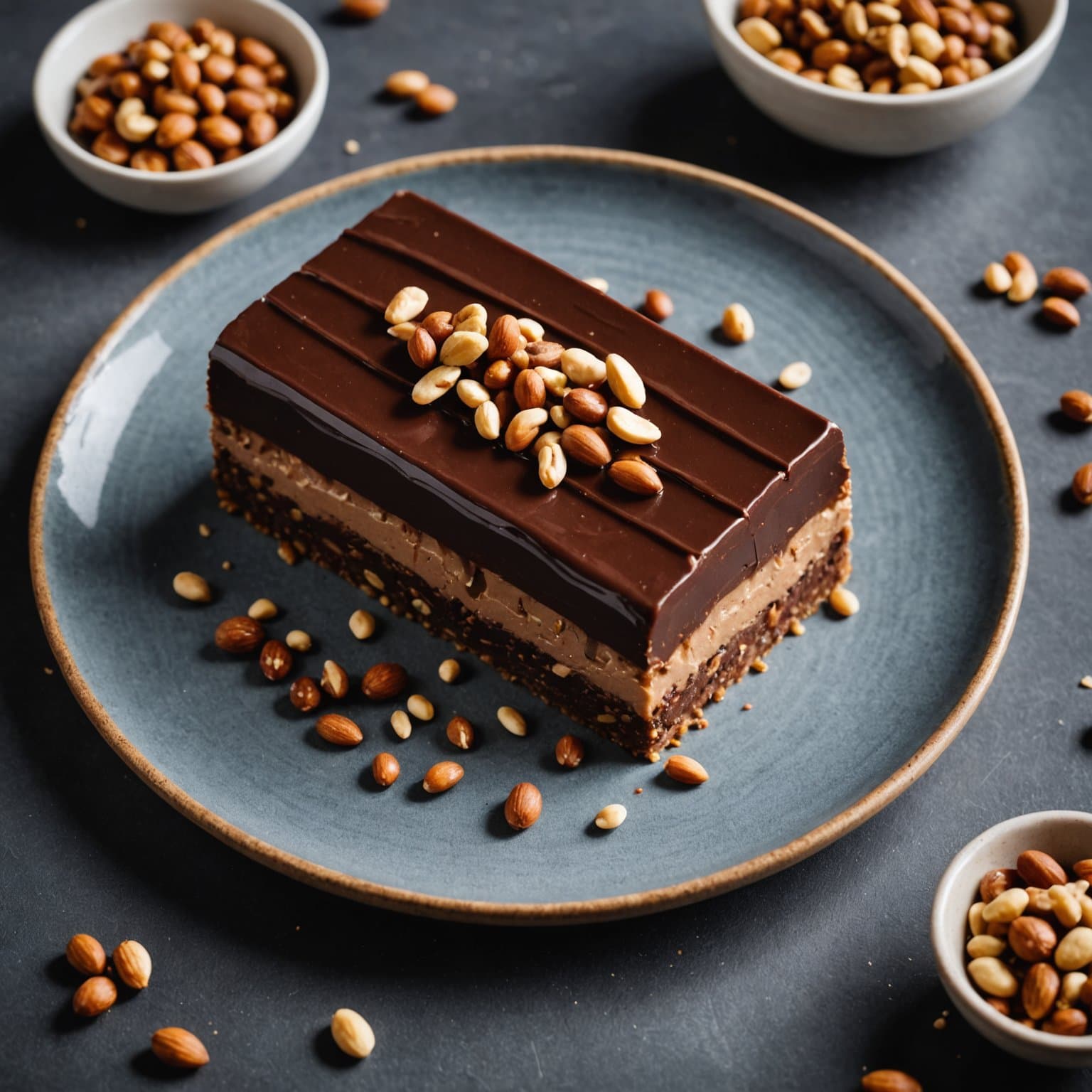 Sjokolade- og peanøttterte med sukkerbelagte peanøtter