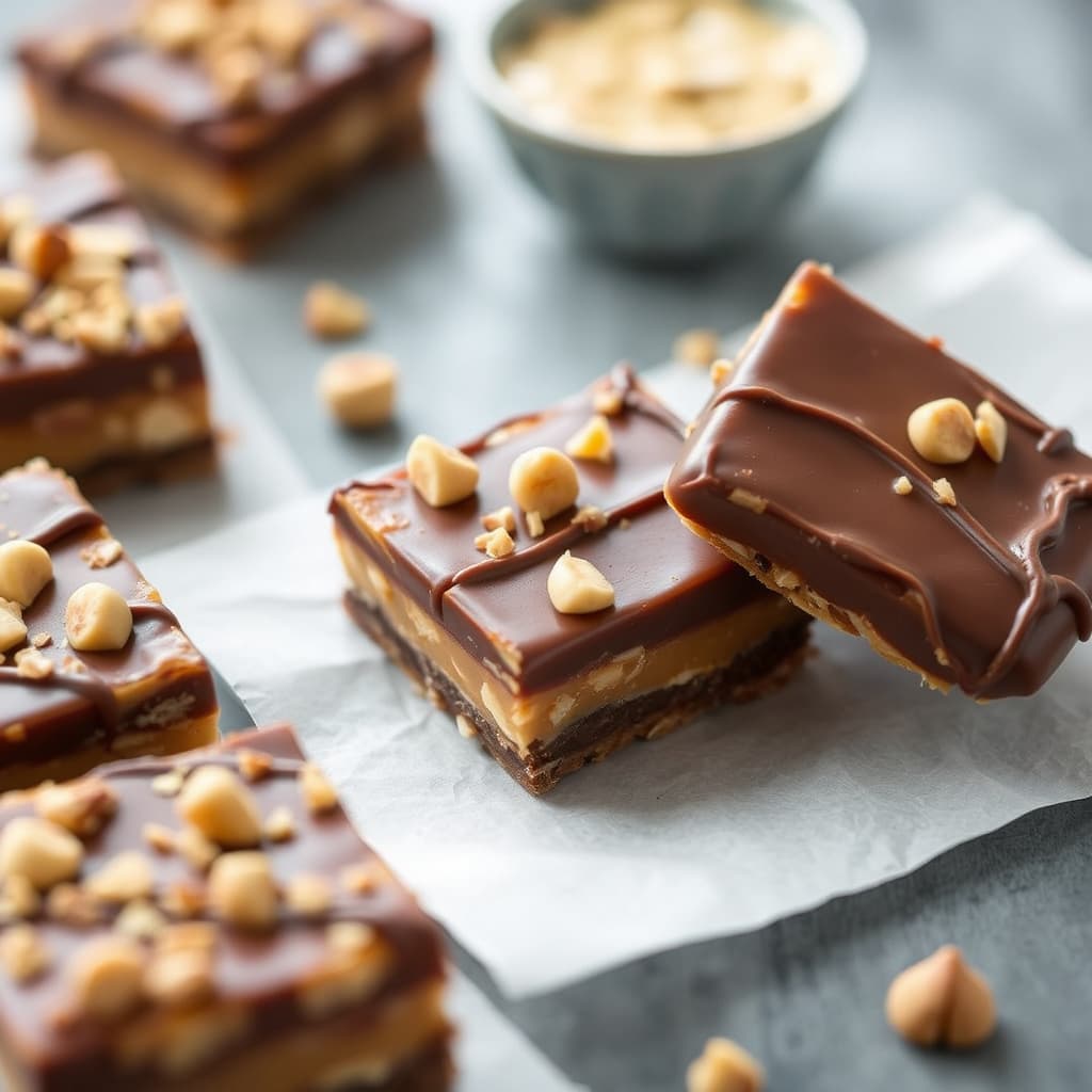 Sjokoladedekkerte hasselnøttkaramellkuber
