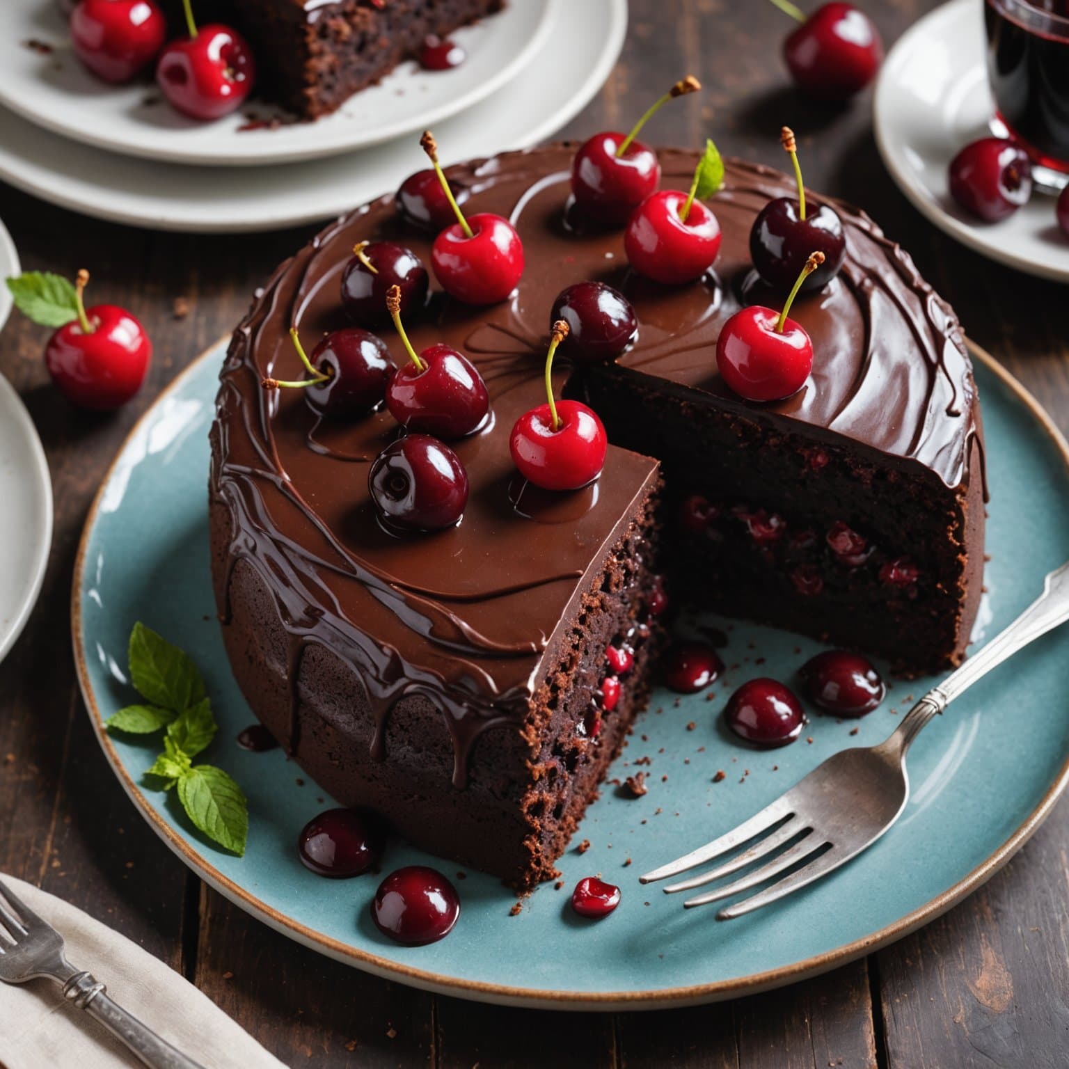 Sjokoladekirsebærkola-kake