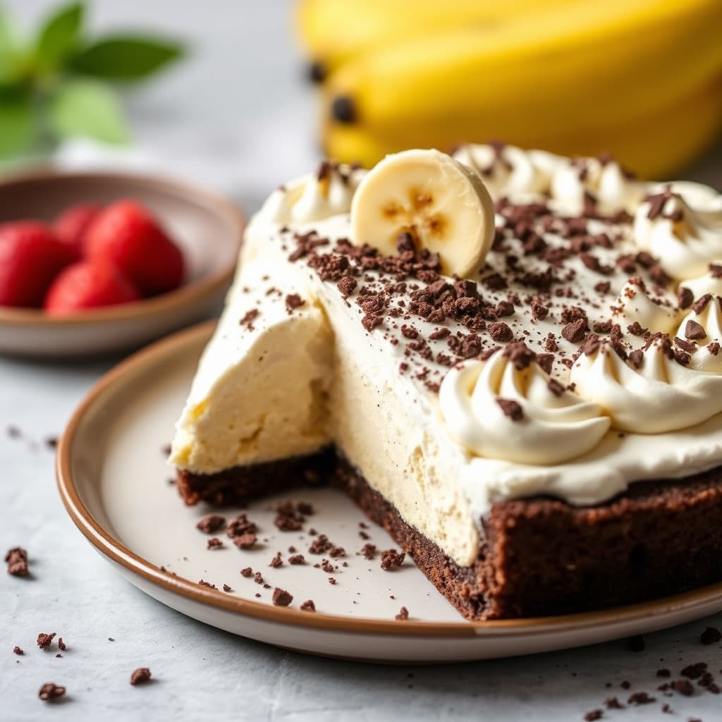 Sjokoladekjeksbunn med banan- og kremfyll