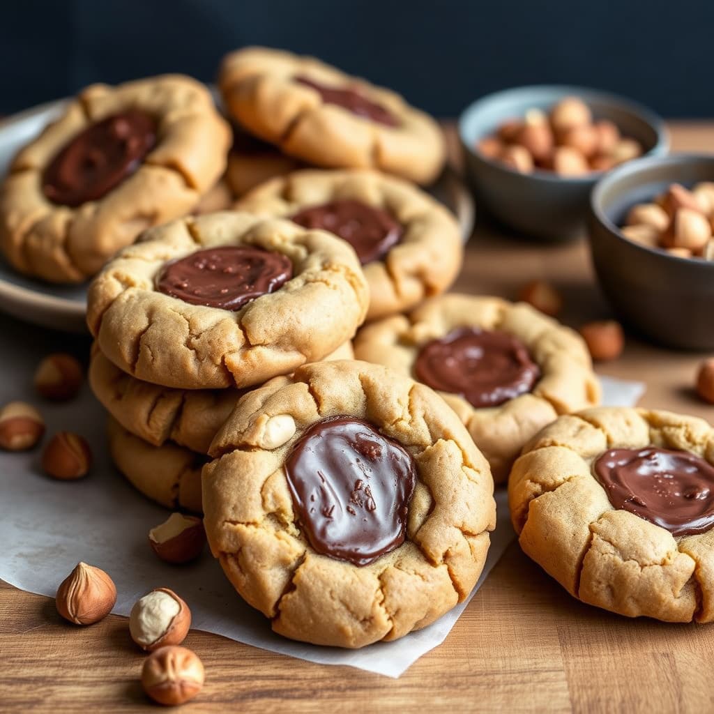 Sjokoladekrem- og hasselnøttspredte kjeks