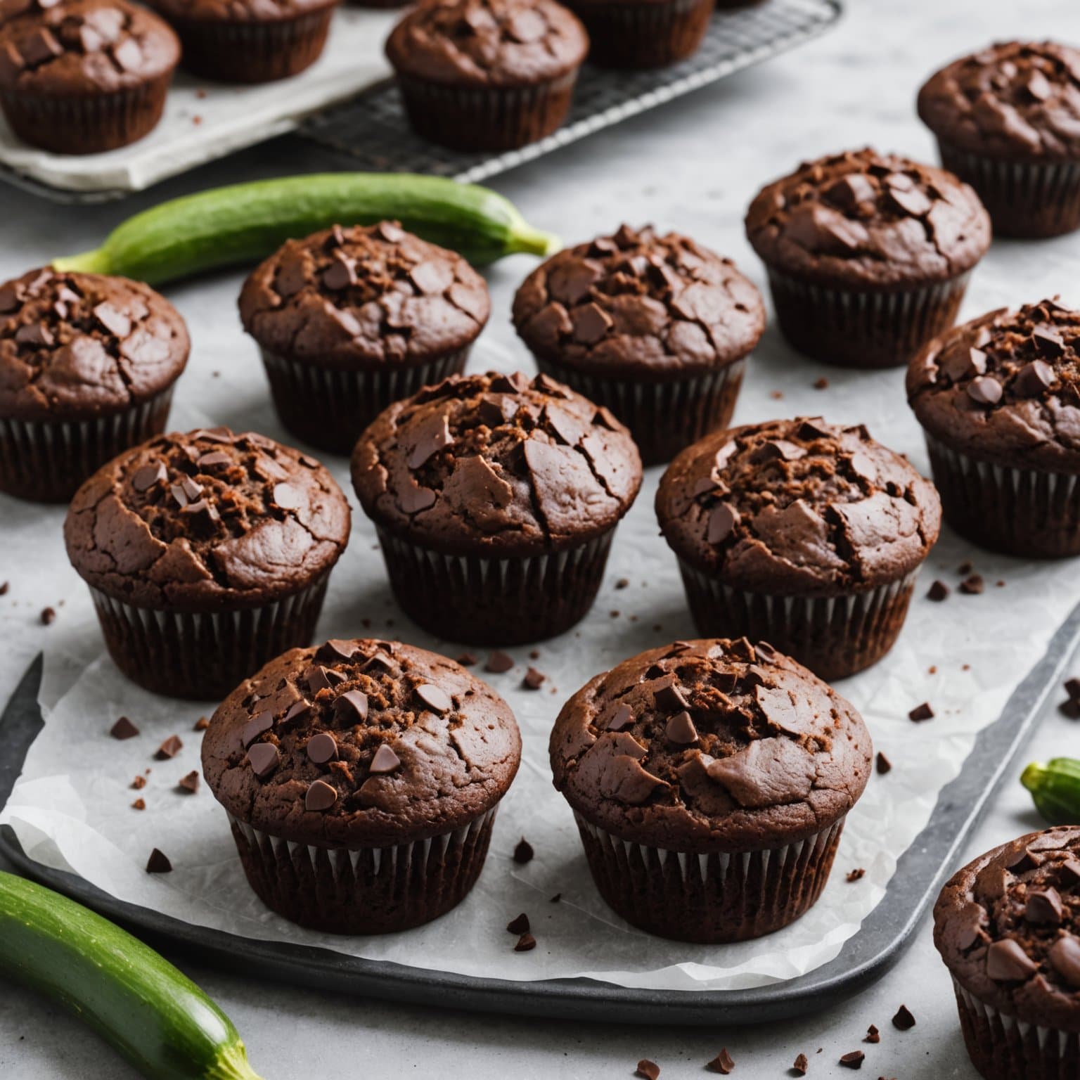 Sjokoladekurvstykker med zucchini
