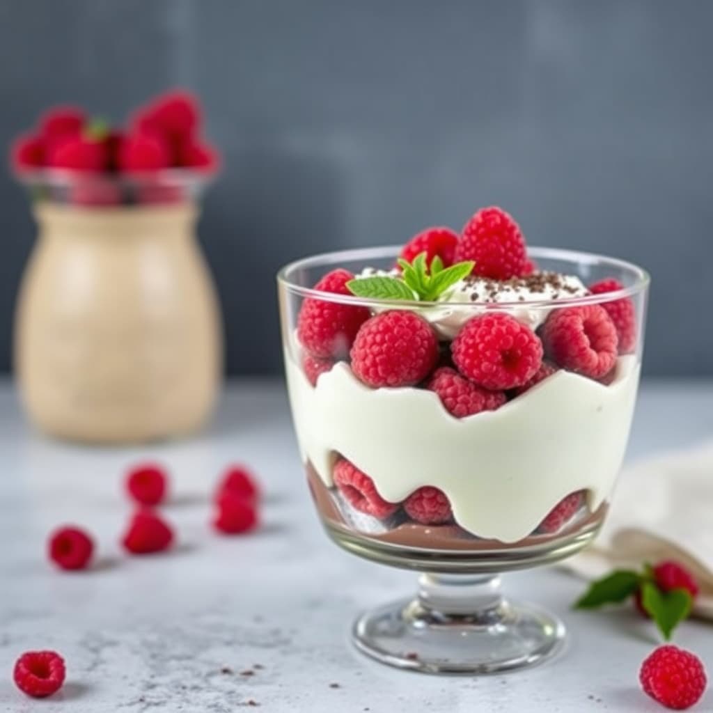 Sjokolademos og bringebærterte