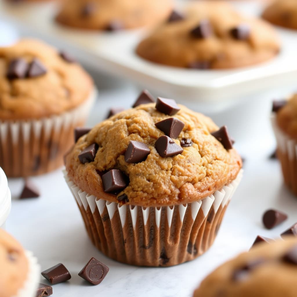 Sjokoladestykker-muffins