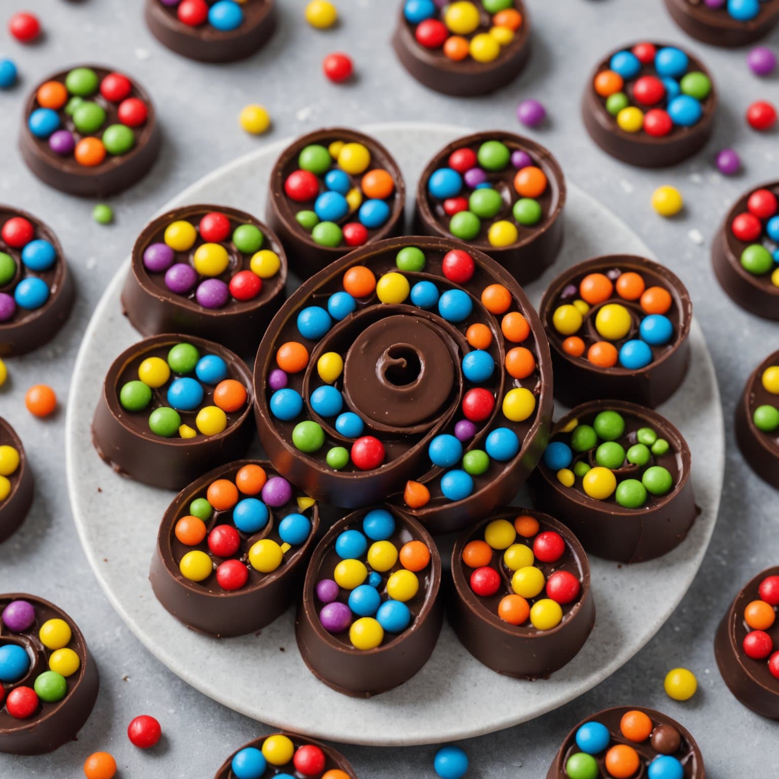 Sjokoladetrekk og karamellbelagt pinwheel