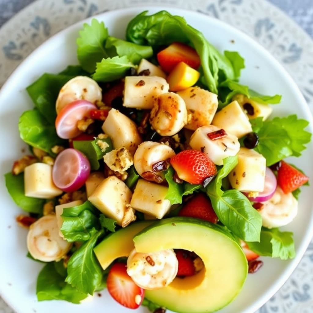 Sjømat-, avokado- og palmehjerte-salat