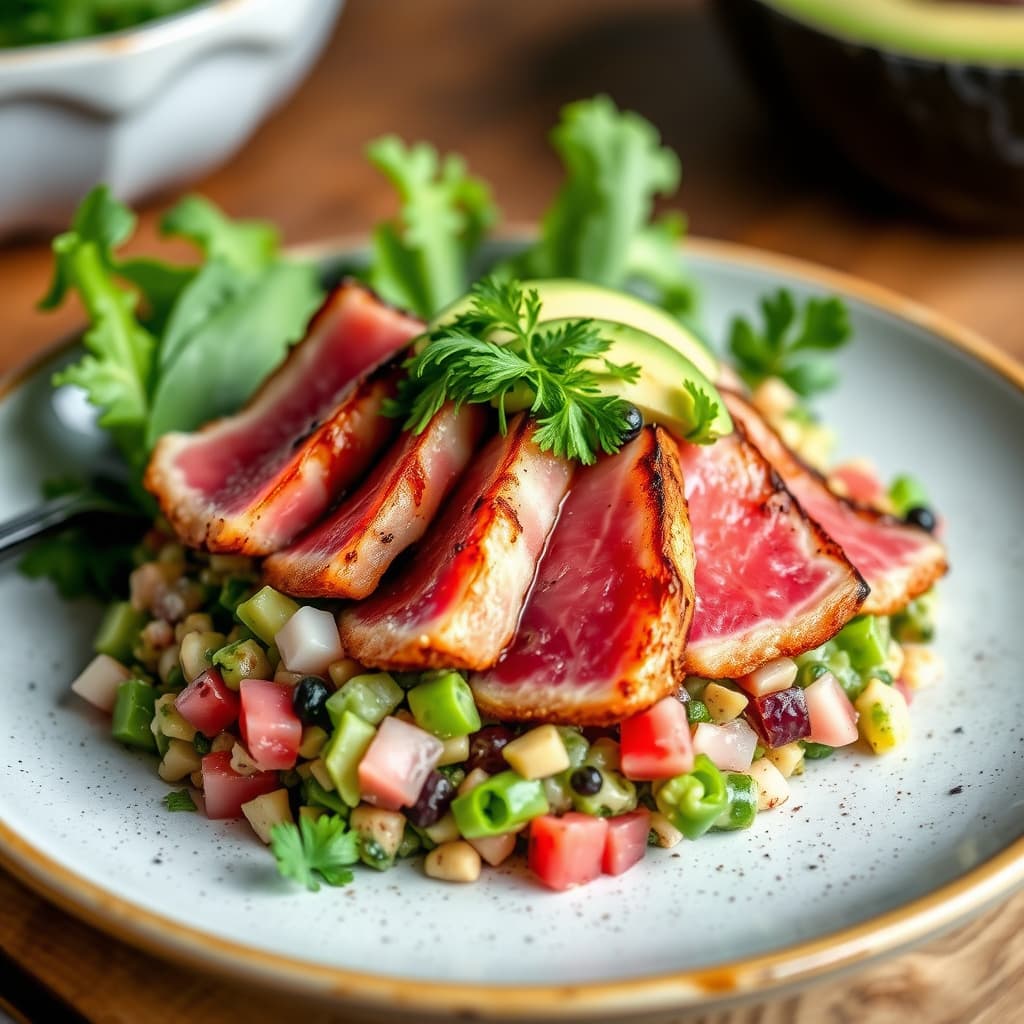 Sjøstekt Ahi- tunfisk og avokadotartar