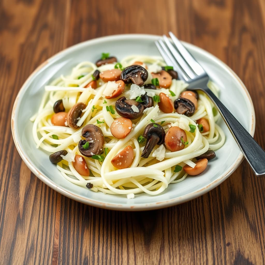Skåret fennikel, sopp og parmesan salat