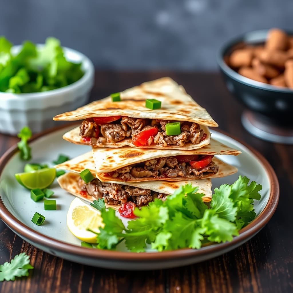 Skirt steak quesadillas