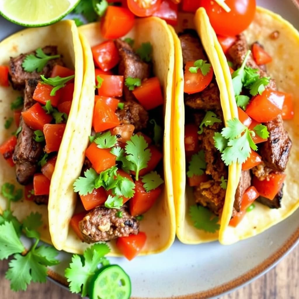 Skirtstekt-tacos med ovnsbakt tomatsalsa