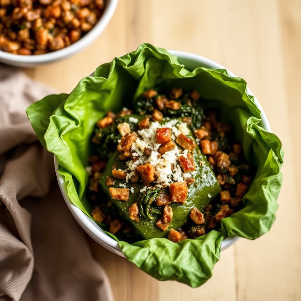 Skitne-ris og collard-grønnbunter