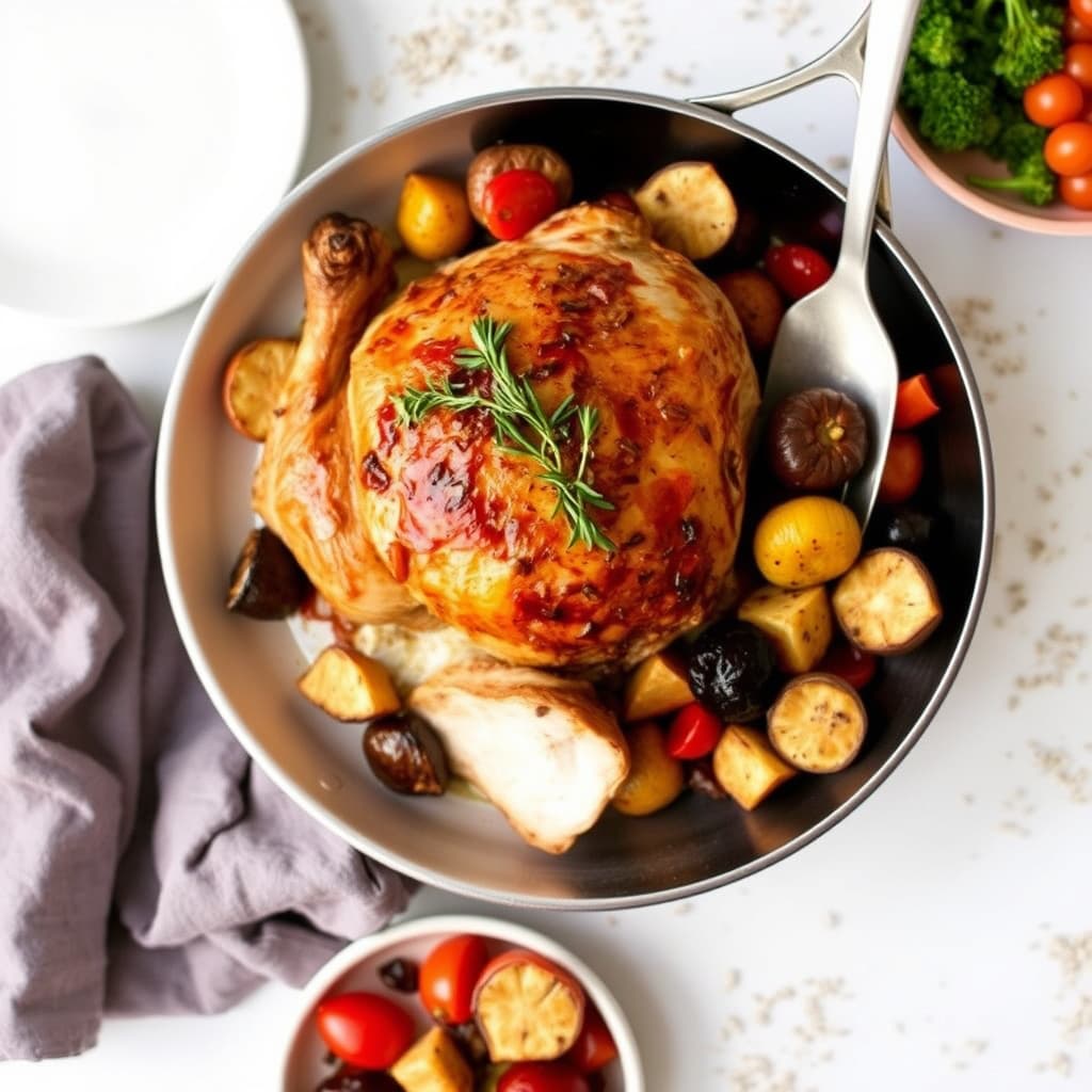 Skivet kalkun med ovnsbakte grønnsaker