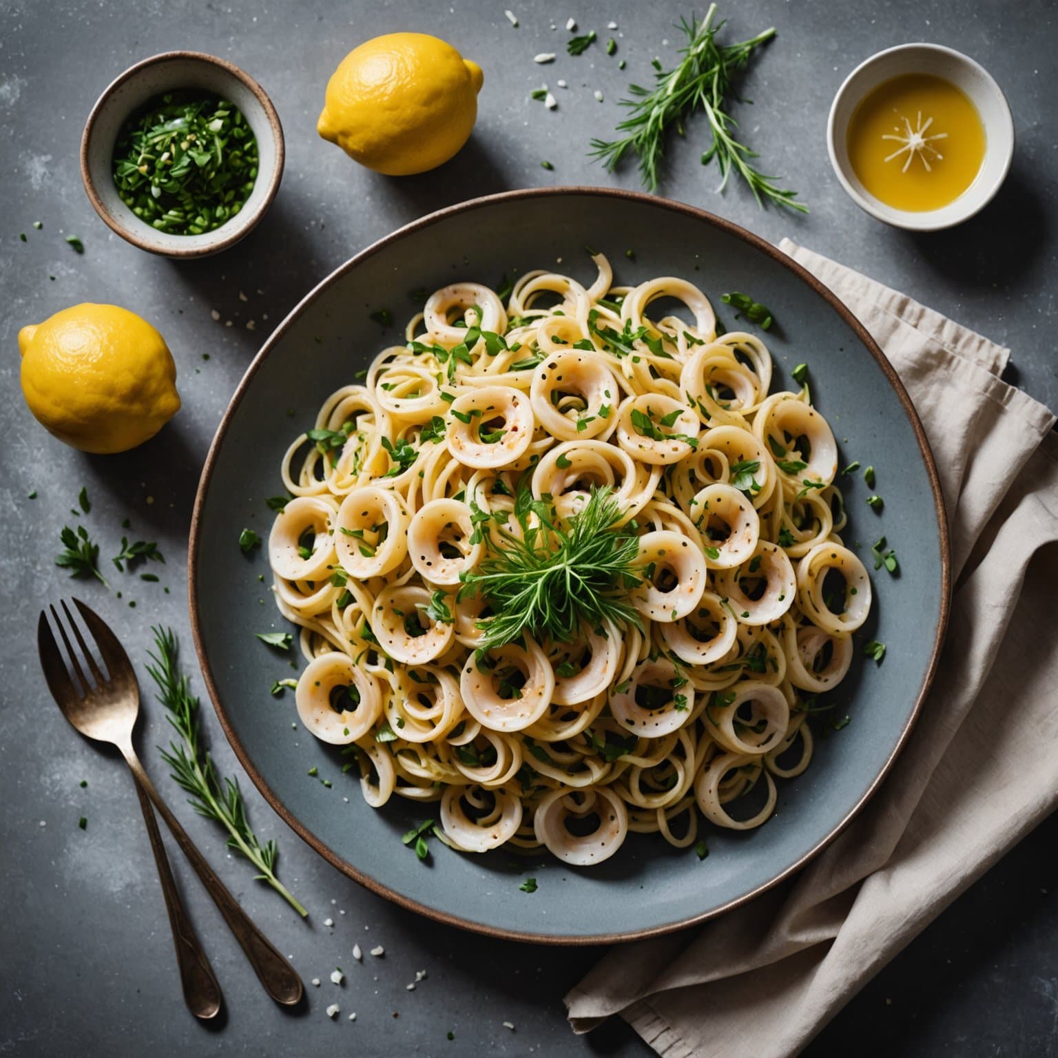 Skrubb- og fenikelpasta med sitron og urter