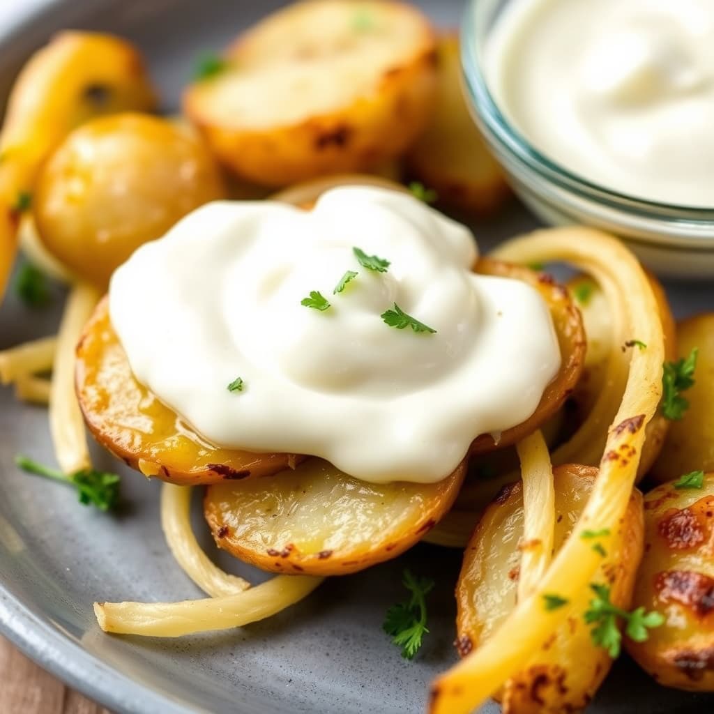 Skruestikkpoteter med hvitløksmajones