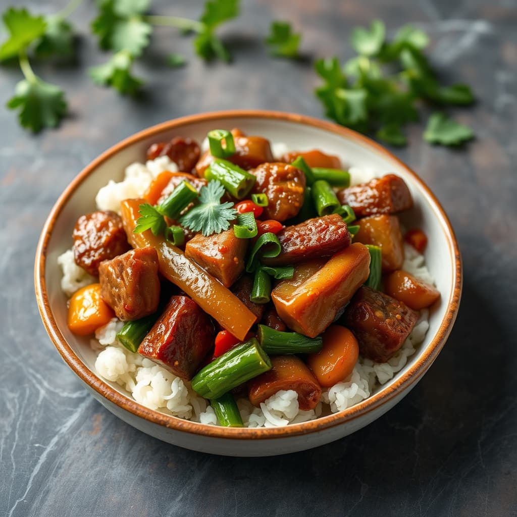 Smaragdgrønn wok med biff