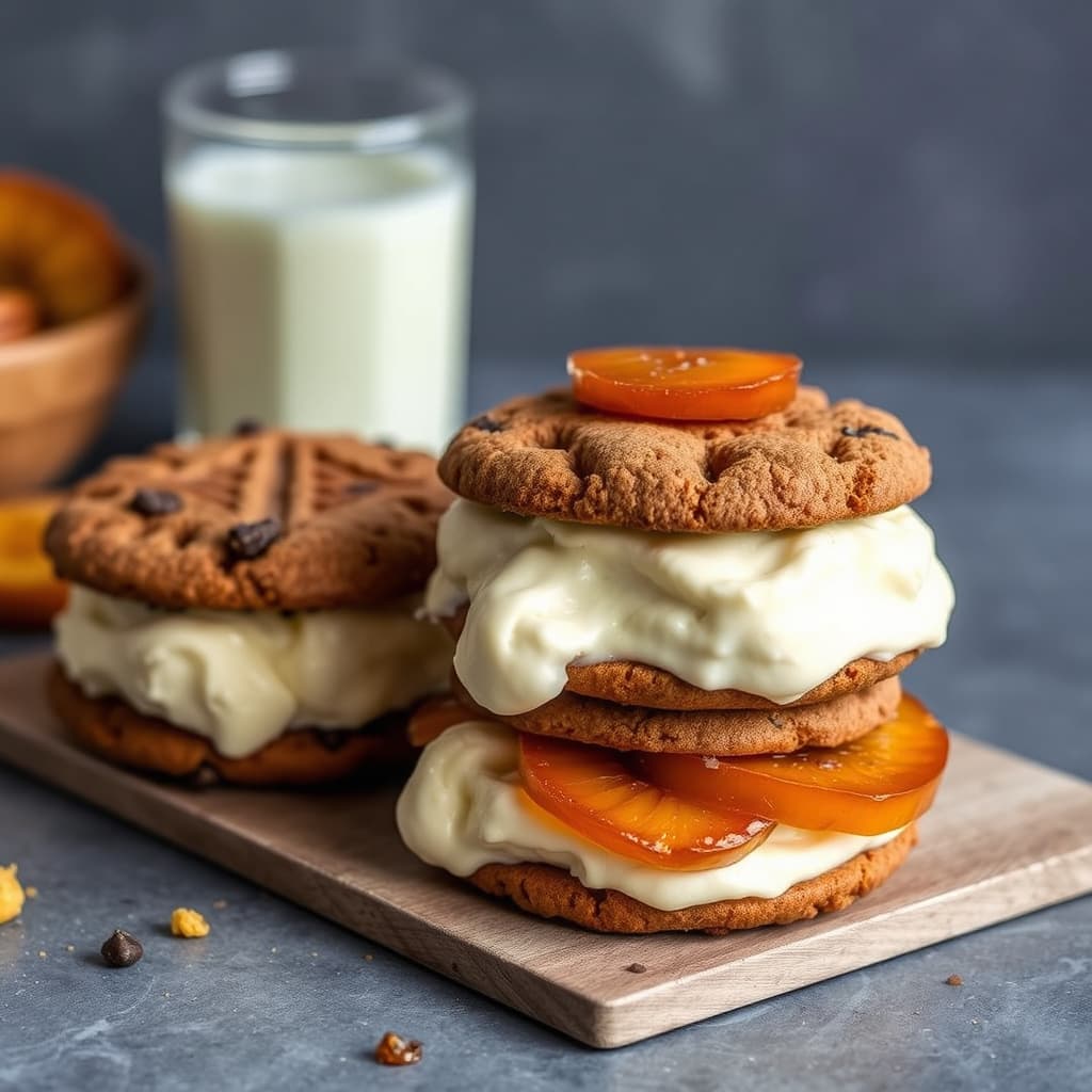 Smørkaramelliskiver med molasseskjeks og karamellisert ananas