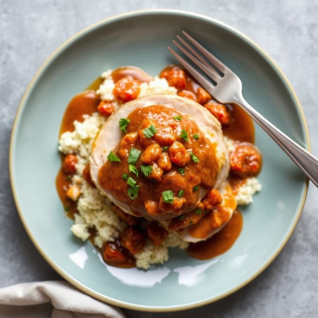 Smørstekt kalkun med achiote og ancho-chili saus