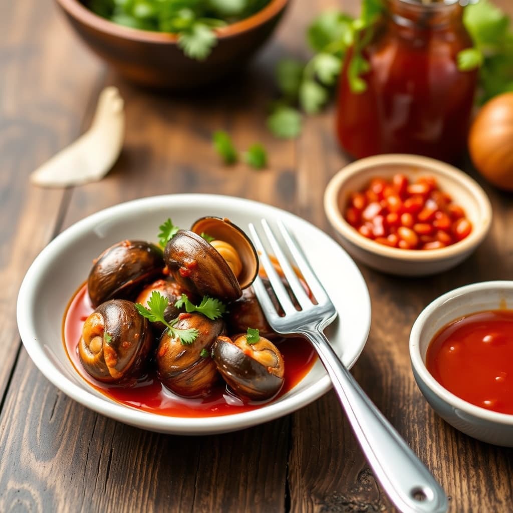 Snegler i hot saucesaus