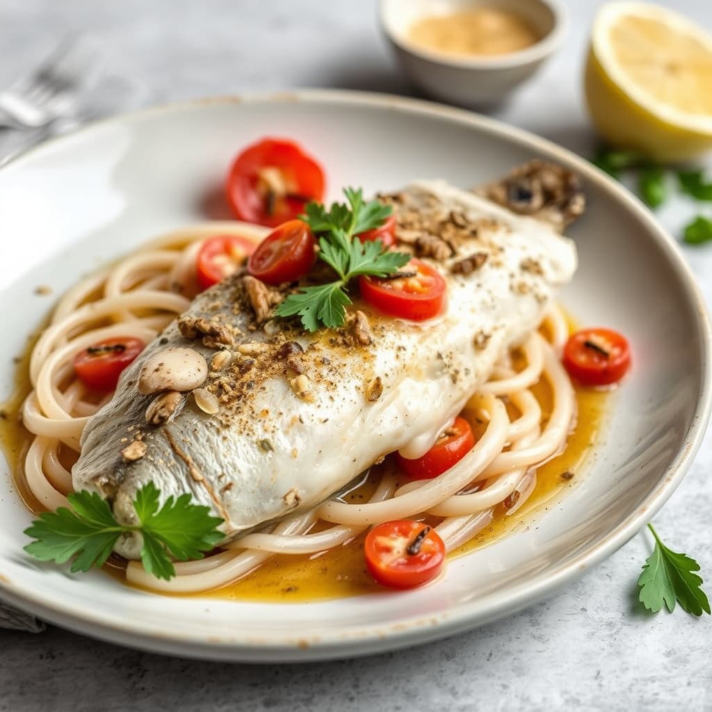 Sofia sin saltbakte branzino