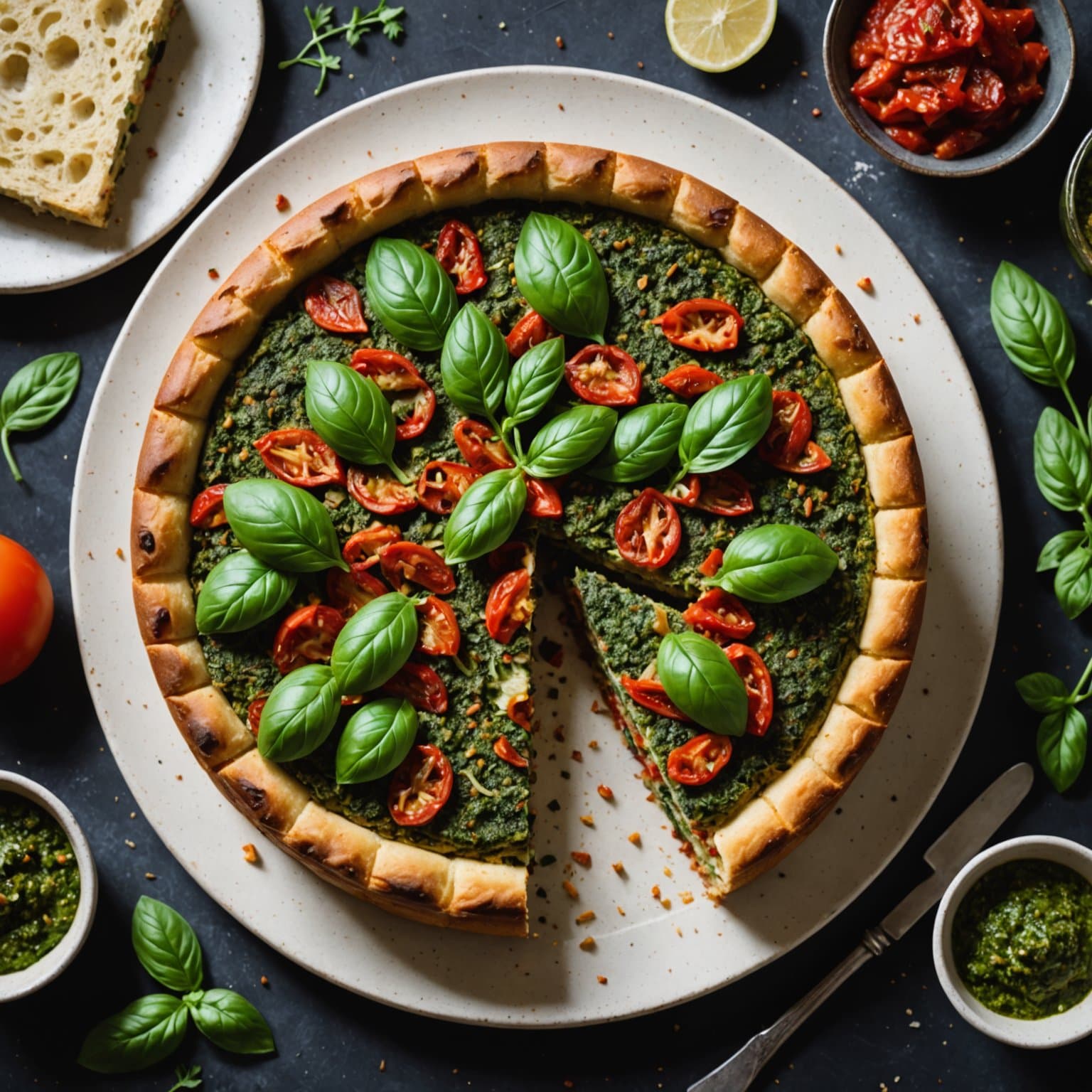 Soltørket tomat- og pestotortilla