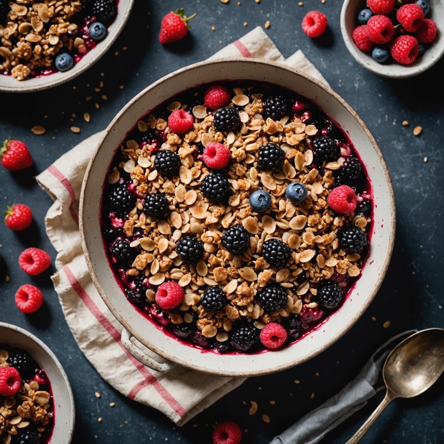Sommerbærkrem med sprø topping