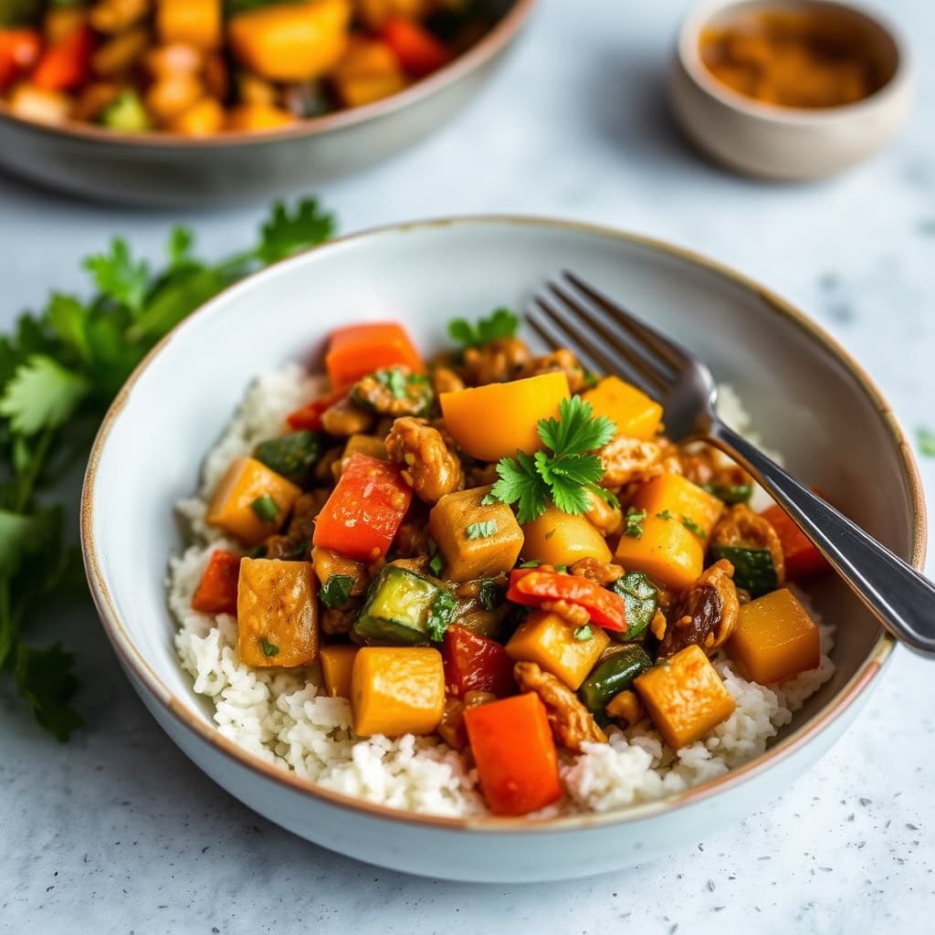 Sommergrønnsaksragout med eksotisk currysaus