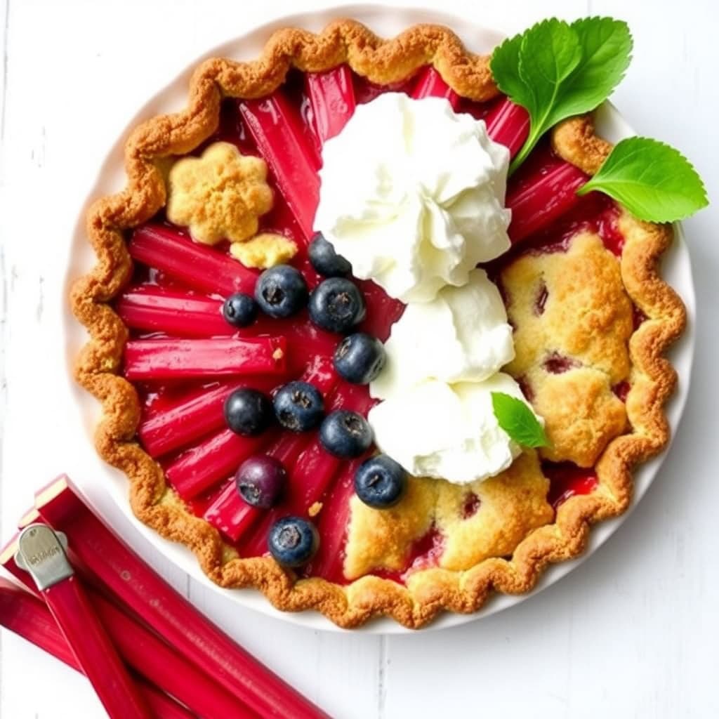 Sommerlig blå rabarbrapai