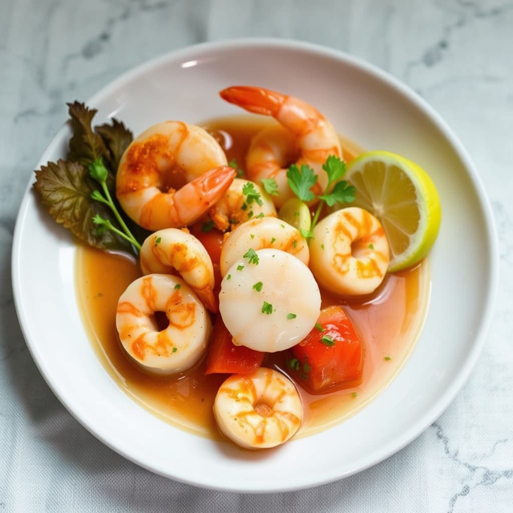 Sommerlig kamskjell- og reke-coctail