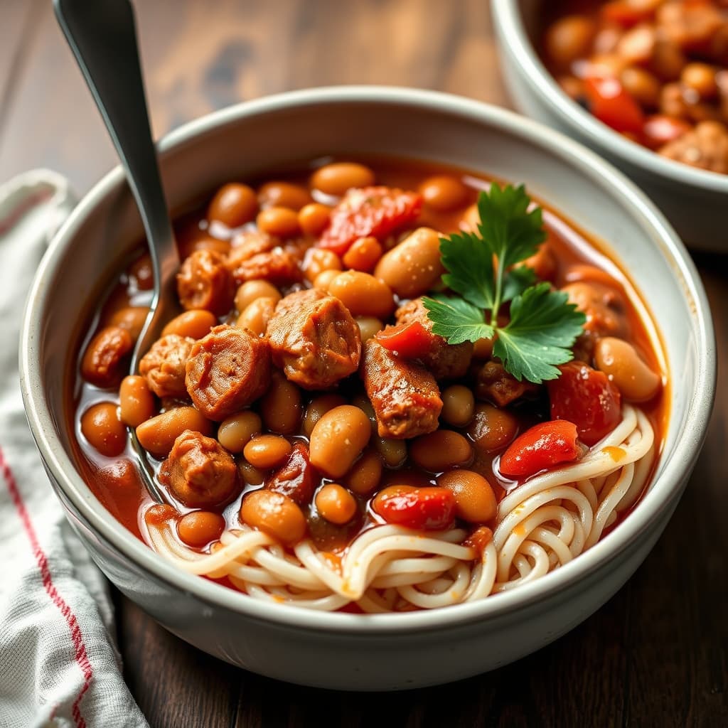 Søndagsoppstart med bønner og svinekjøtt