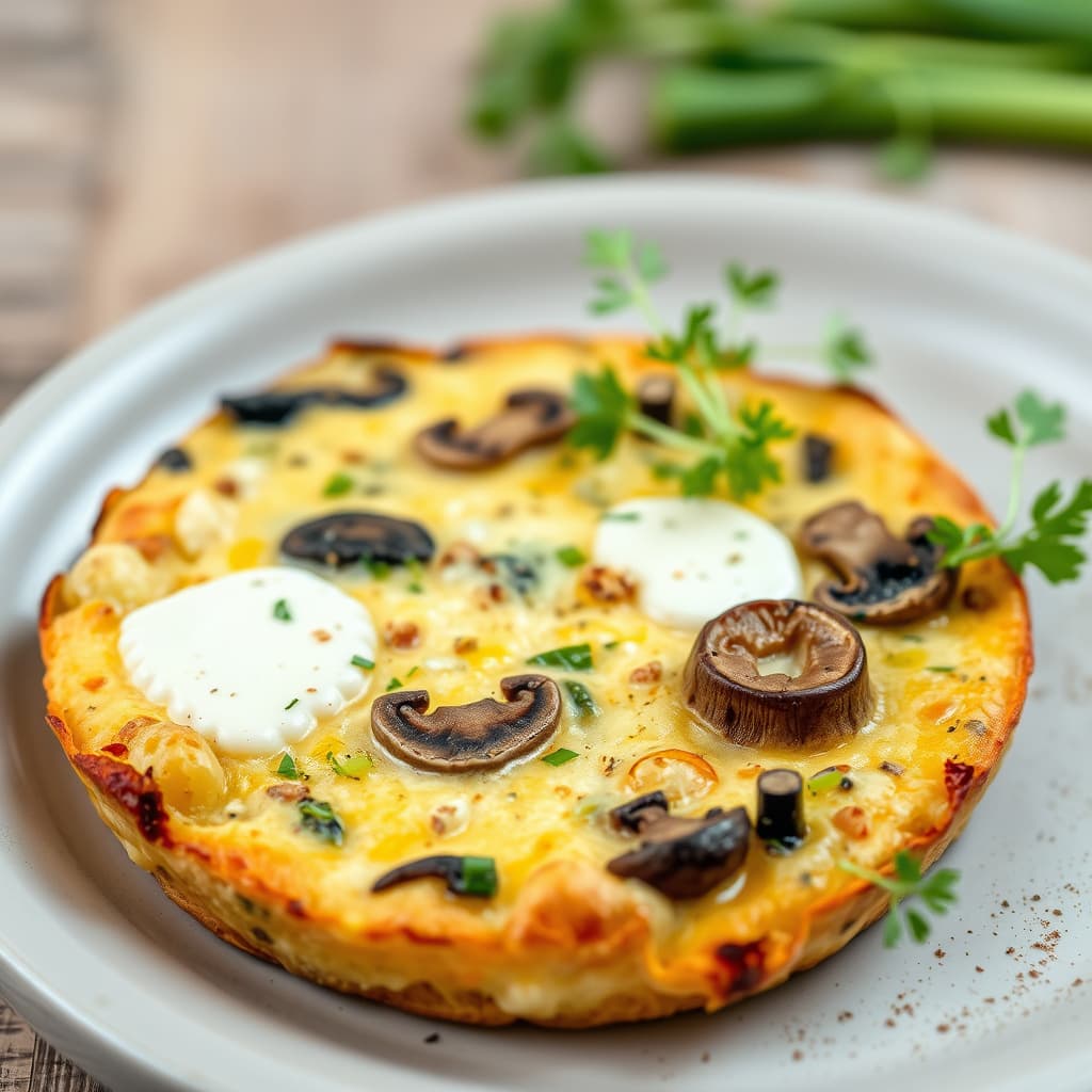 Sopp-, purre- og fontina-frittata