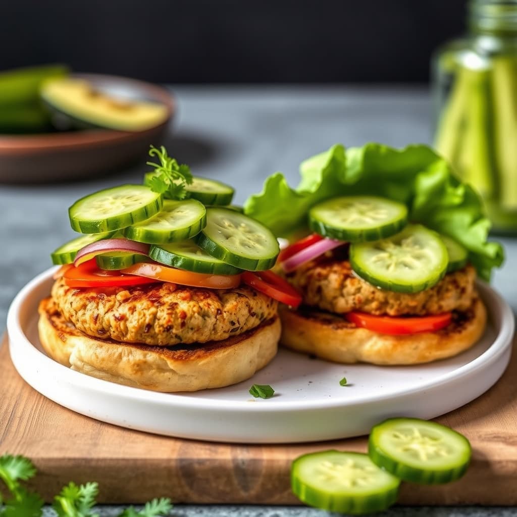 Sørøstasiatiske kalkunburgere med sylteagurk