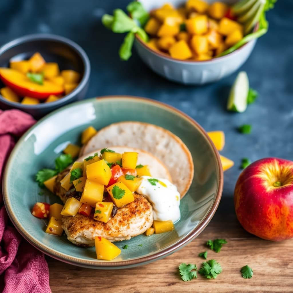 Sørvestlig kylling med mango- og ferskensalsa