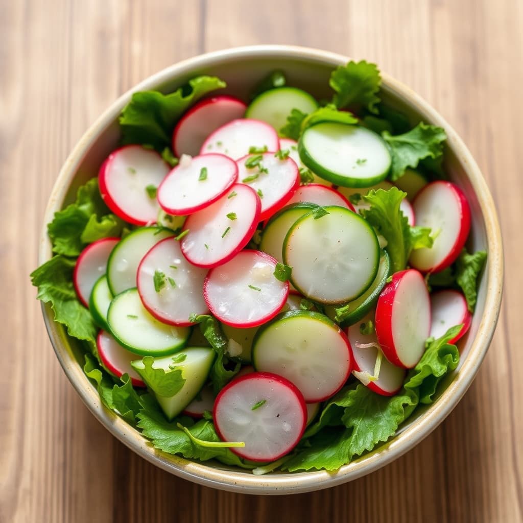 Søt agurksalat og reddiksalat