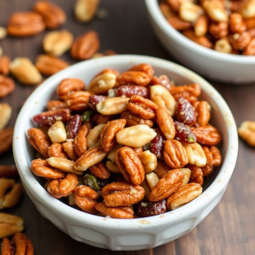 Søt, krydret og salt karamelliserte nøtteblandinger